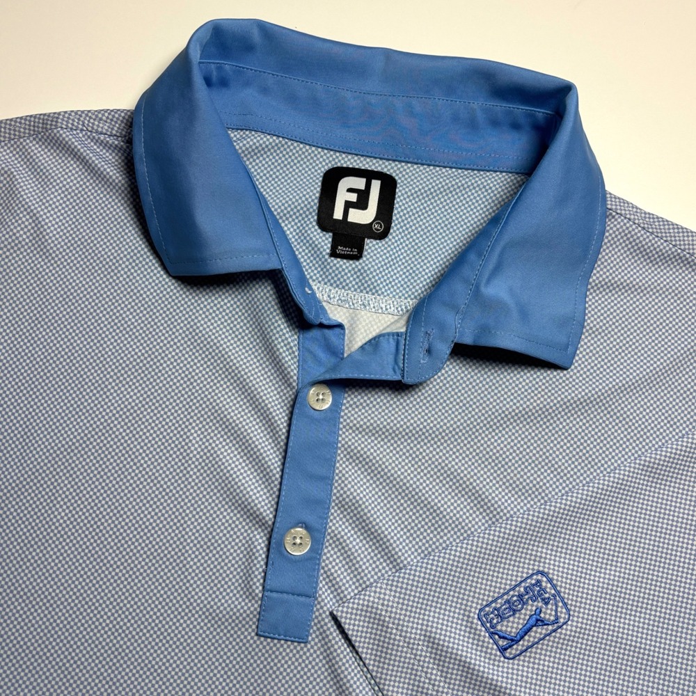 FootJoy FJ TPC Performance Golf Polo  Mens XL‎ Blue Gingham Check Short Sleeve